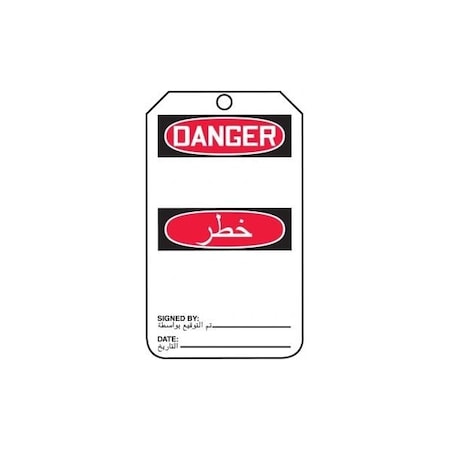 Accuform Safety Tags, DANGER BLANK BILINGUAL ARABIC, 5.75in x 3.25in, PF-Cardstock, 25PK TMA107CTP